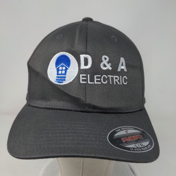 D&A Electric Fitted Hat Gray L/XL Embroidered Flexi Fit 6 Panel Port Authority - Picture 2 of 8